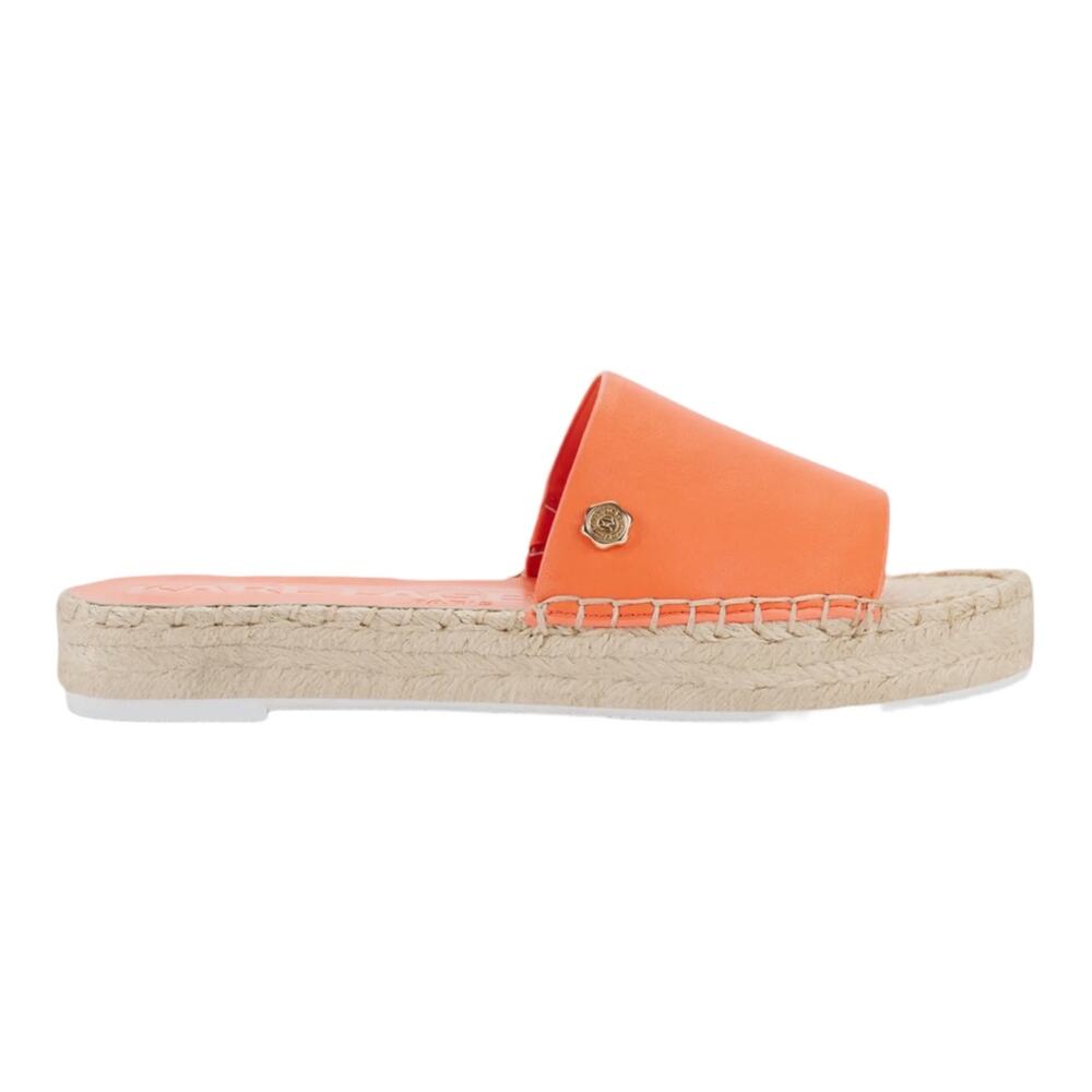 Karl Lagerfeld Women Carsten Leather Espadrille Slide Sandals Apricot Size 5 1/2 - Picture 2 of 5